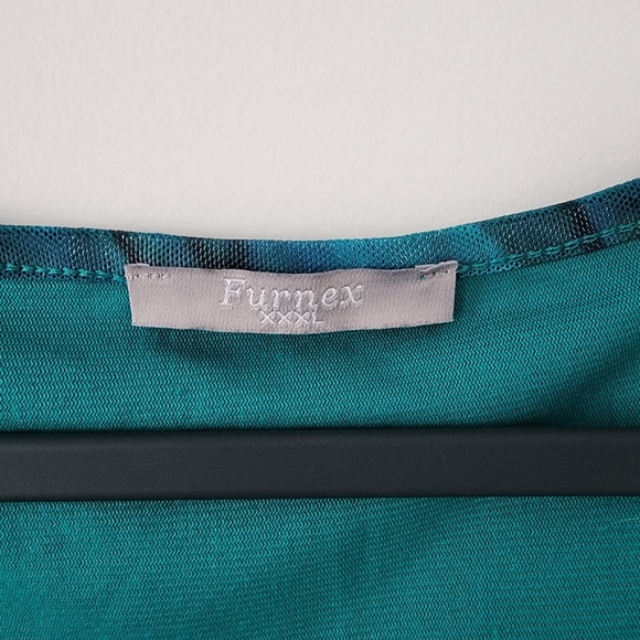 Furnex Tunic Womens 3XL Top Blue Feather Print XXXL - Picture 2 of 4